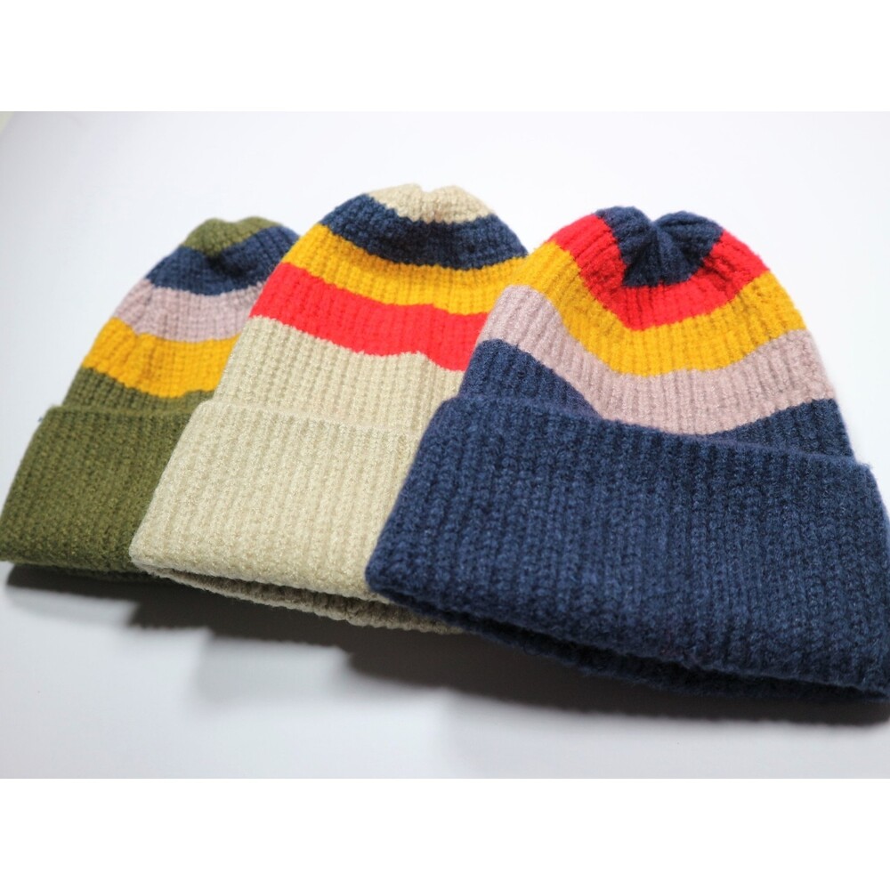 Striped Beanie (Beige) - Picture 2 of 5